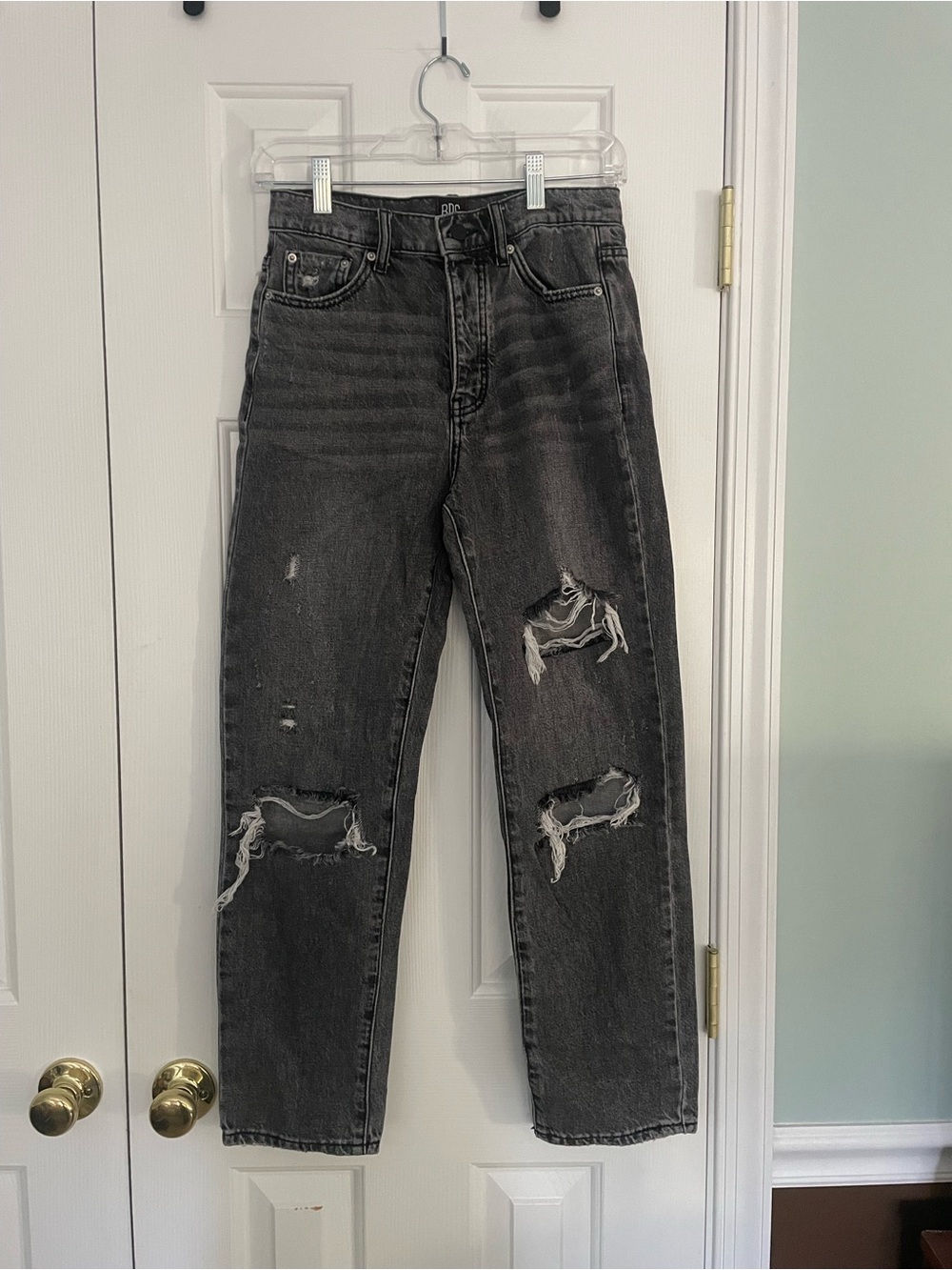 BDG Black Distressed Women’s Slim Straight Ripped Jeans